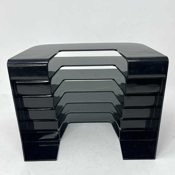 Vintage 2001 ELDON STEP SORTER Black Desk Organizer Office File Holder Mail USA - Picture 6 of 11
